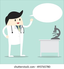 Doctor at hospital , superbugs various bacteria and microbes cartoon vector illustration, 