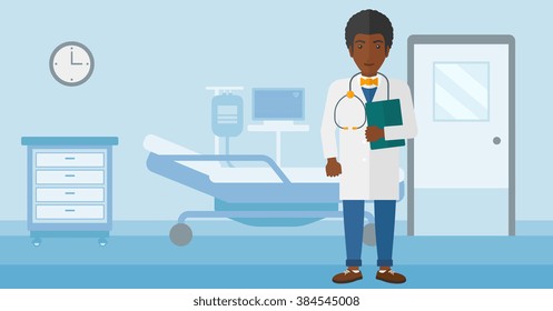 Doctor in hospital ward.