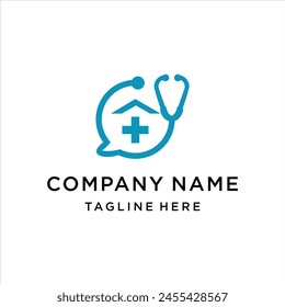 Doctor house logo design with stethoscope icon, design inspiration, vector