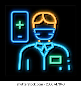 Doctor Human neon light sign vector. Glowing bright icon Doctor Human sign. transparent symbol illustration
