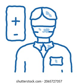 Doctor Human sketch icon vector. Hand drawn blue doodle line art Doctor Human sign. isolated symbol illustration
