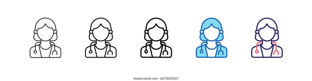 Doctor Icon En 5 Estilos Diferentes Conjunto De Colección.