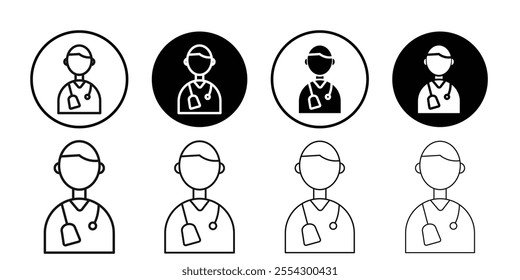 Doctor icon Black and white outline vector