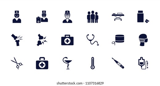 Doctor icon. collection of 18 doctor filled icons such as drop counter, medical mask, medicine, medical scissors, stethoscope. editable doctor icons for web and mobile.