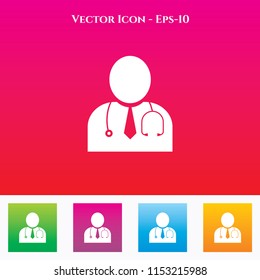 Doctor Icon in Colored Square box. eps-10