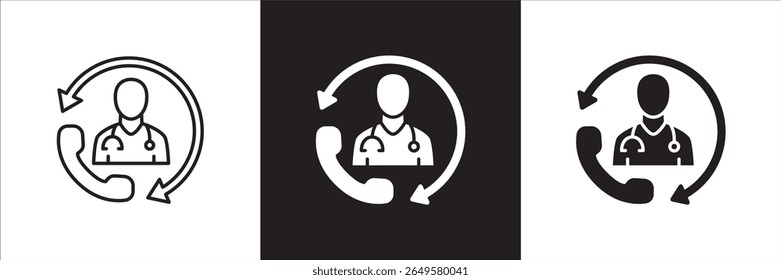 Doctor icon. Doctor consultation digital apps icon. Healthcare contact symbol. Icon symbol compatible for health service, hospital, clinic and medical. Vector illustration.