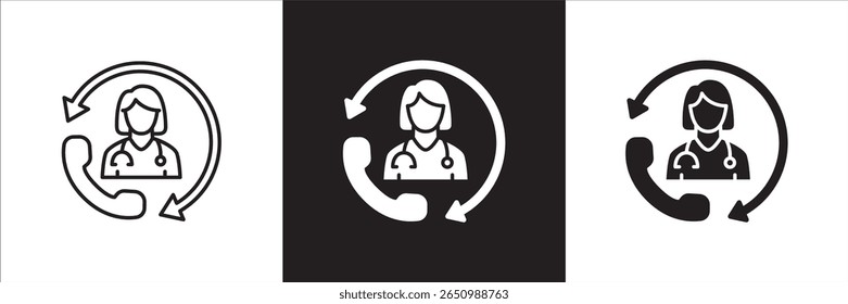 Doctor icon. Doctor consultation digital apps icon. Healthcare contact symbol. Icon symbol compatible for health service, hospital, clinic and medical. Vector illustration.