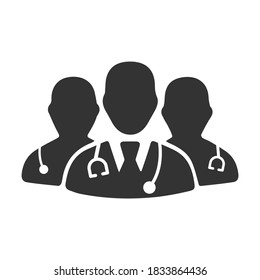 Doctor icon. Doctors with stethoscope icon. Isolated vector on white background.