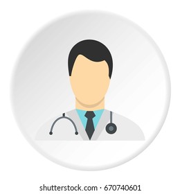 Doctor icon in flat circle isolated vector illustration for web