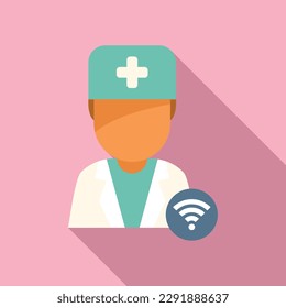 Icono de doctor vector plano. Consulta médica en línea. Medicina clínica