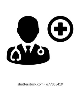 Doctor Icon Flat Vector Person Avatar With Cross Symbol Pictogram illustration