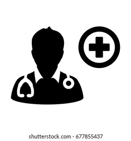 Doctor Icon Flat Vector Person Avatar With Cross Symbol Pictogram illustration
