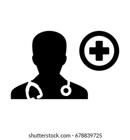 Doctor Icon Flat Vector Person Avatar With Cross Symbol Pictogram illustration