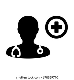 Doctor Icon Flat Vector Person Avatar With Cross Symbol Pictogram illustration