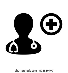 Doctor Icon Flat Vector Person Avatar With Cross Symbol Pictogram illustration