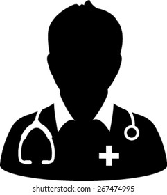 Doctor Icon for health care and medical consultation male person profile avatar symbol in a glyph pictogram illustration