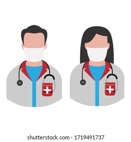 The doctor icon is isolated on a white background