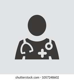 Doctor icon isolated sign symbol and flat style for app, web and digital design. Vector illustration.