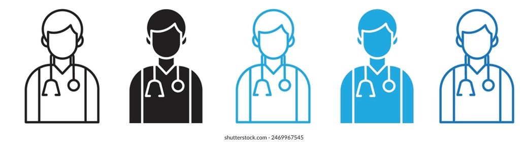 Doctor icon line art vector