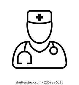 Doctor icon line. Medical Doctor, Male Health Care Physician with Stethoscope on his neck Sign. Nurse, medic job specialist, pediatric. template Vector illustration Design on white background EPS10