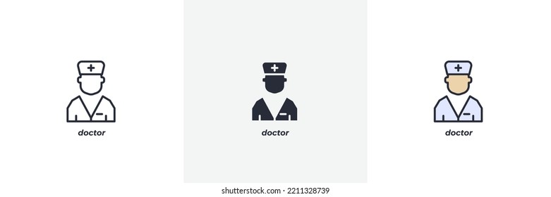 doctor icon. Line, solid and filled outline colorful version, outline and filled vector sign. Idea Symbol, logo illustration. Vector graphics