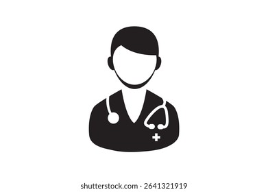 Doctor Icon. A male Doctor icon both wearing stethoscopes.The minimalistic black and white Doctors icon