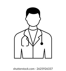 doctor icon male medical professional outline avatar with stethoscope