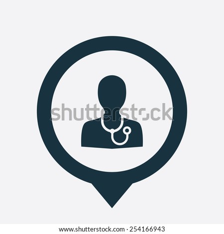 doctor icon map pin on white background 