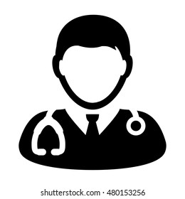 Doctor Icon - A Medical Physician With Stethoscope Vector illustration