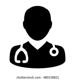 Doctor Icon - A Medical Physician With Stethoscope Vector illustration