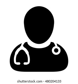 Doctor Icon - A Medical Physician with Stethoscope Vector illustration