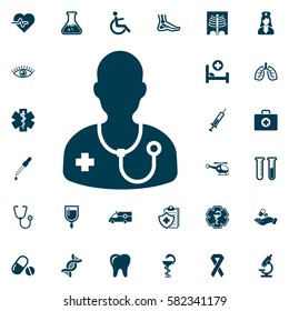 Doctor Icon, medical set on white background. Health Care Vector illustration