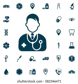 Doctor icon, medical set on white background. Health Care Vector illustration