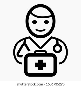 Doctor icon. Medical worker. Illustration of medical staff. Nurse. Drawing medicine. Vector icon.