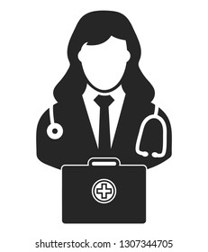 Doctor  icon with medicine box. Flat style vector EPS.