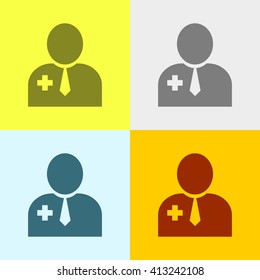 Doctor Icon on Four Different Backgrounds. Eps-10.