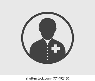 Doctor Icon on gray Background with round shape.