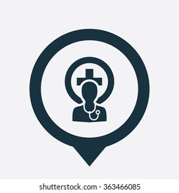 doctor icon, on white background map pin