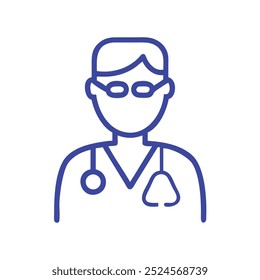 Doctor icon outline in white background vector logo