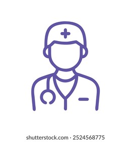 Doctor icon outline in white background vector logo