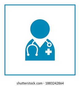 Doctor Icon - Physician Person With Stethoscope and Cross Profile Avatar in Glyph Pictogram Vector illustration