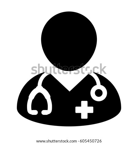 Doctor Icon - Physician Person With Stethoscope and Cross Profile Avatar in Glyph Pictogram Vector illustration