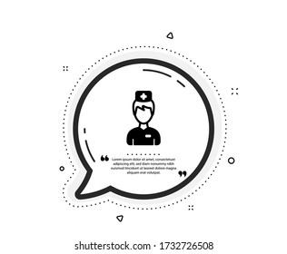 Icono de doctor. Burbuja del discurso de citas. Firma de medicamentos. Símbolo de medicación para farmacia. Marcas de citado. Icono de doctor clásico. Vector
