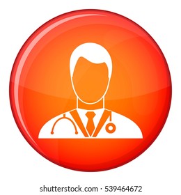 Doctor icon in red circle isolated on white background vector illustration
