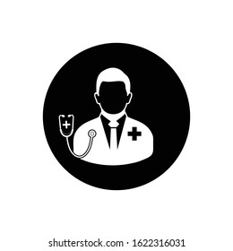 Doctor Icon. Rounded Button style vector EPS.