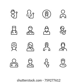 Doctor icon set. Collection of high quality black outline logo for web site design and mobile apps. Vector illustration on a white background.