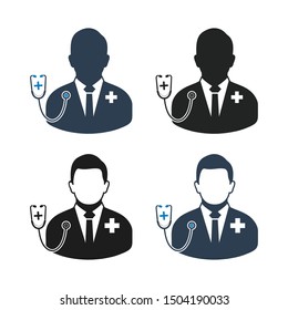 Doctor Icon set. Flat style vector EPS.
