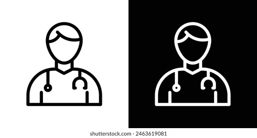 Doctor icon set. Healthcare professional vector symbol. Surgeon with stethoscope sign. Medical consultant icon.