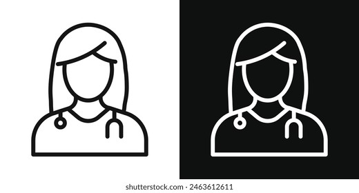 Doctor icon set. Medical professional with stethoscope vector symbol. Surgeon consultant sign.