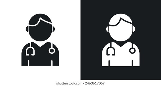 Doctor icon set. Medical professional with stethoscope vector symbol. Surgeon consultant sign. Healthcare icon.